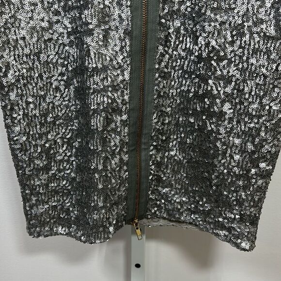 DRESS THE POPULATION Women’s Sequined Ava Strapless Mini Dress Silver Size XS - Picture 11 of 15